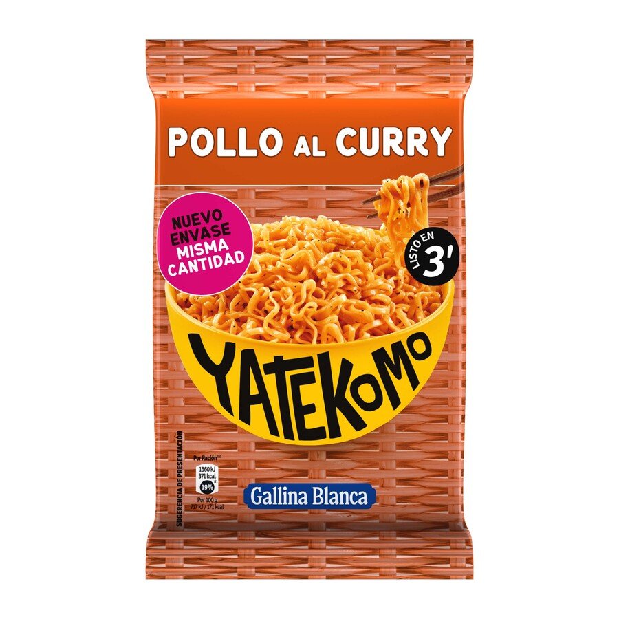 Fideos orientales YATEKOMO pollo curry sobre 82 g