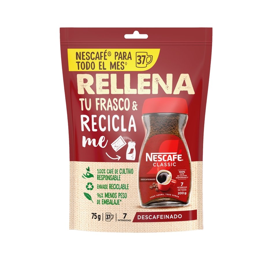 Café soluble NESCAFE Classic descafeinado 75 g