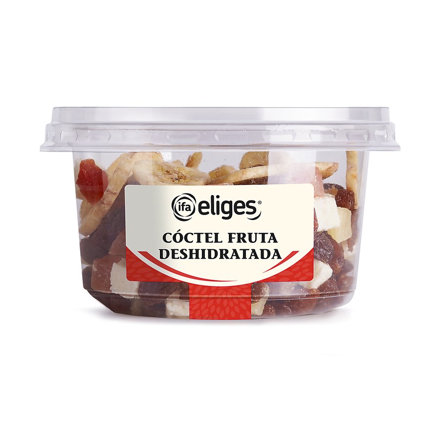 Cóctel frutas desecadas (pasa sultana, papaya, piña, banana chips y coco) IFA ELIGES tarrina 200 g
