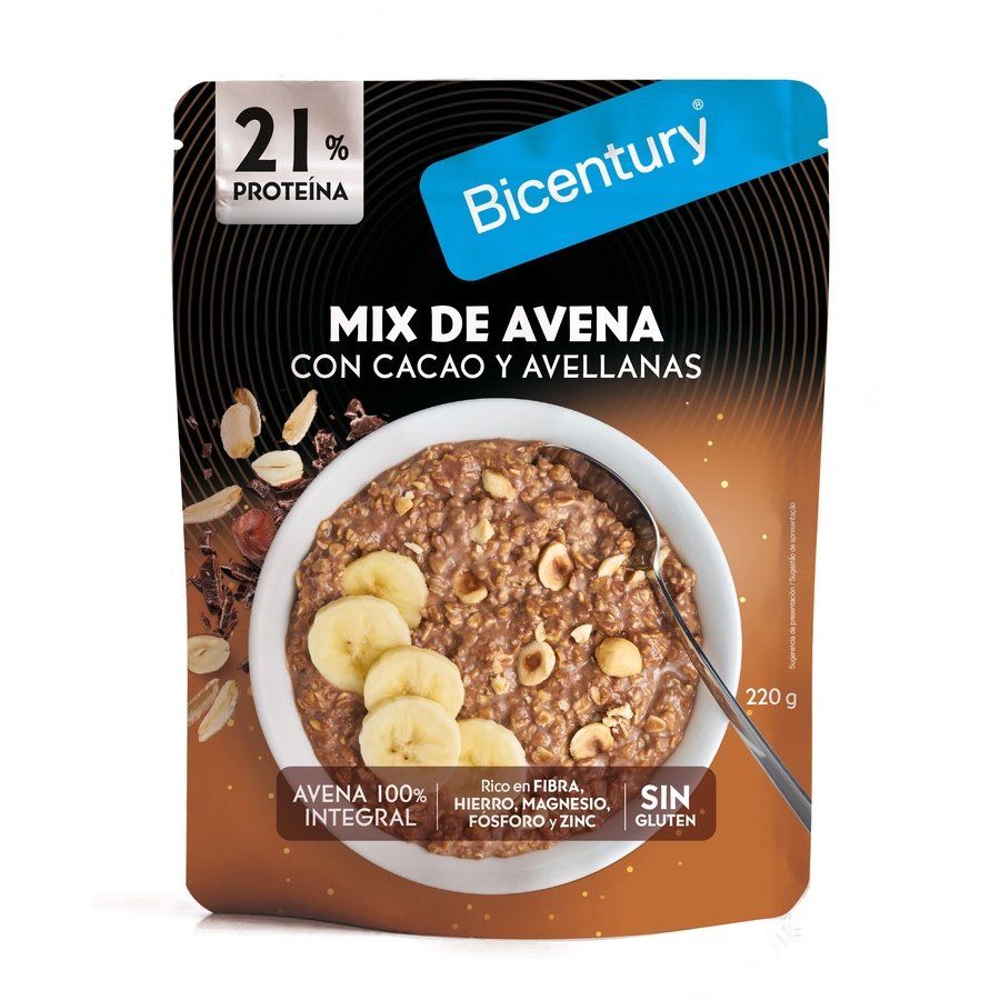 Mix avena con cacao y avellana BICENTURY 220 g