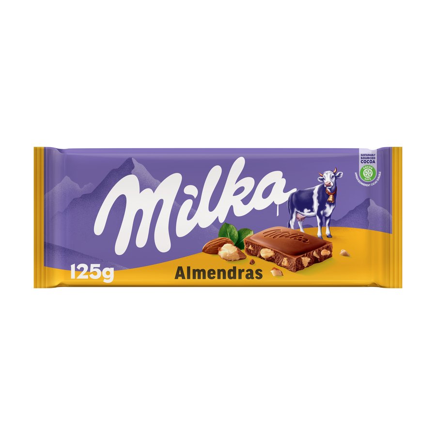 Chocolate con leche y almendras MILKA tableta 125 g
