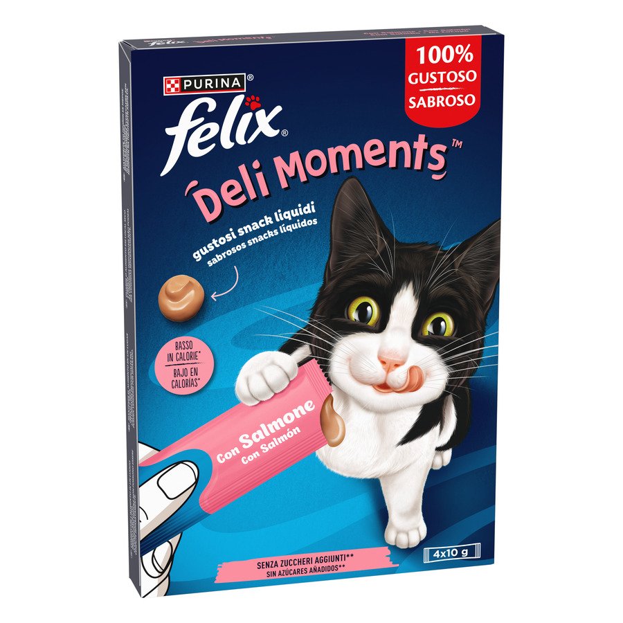 Snack gato líquido FELIX Deli Moments salmón 4x10 g