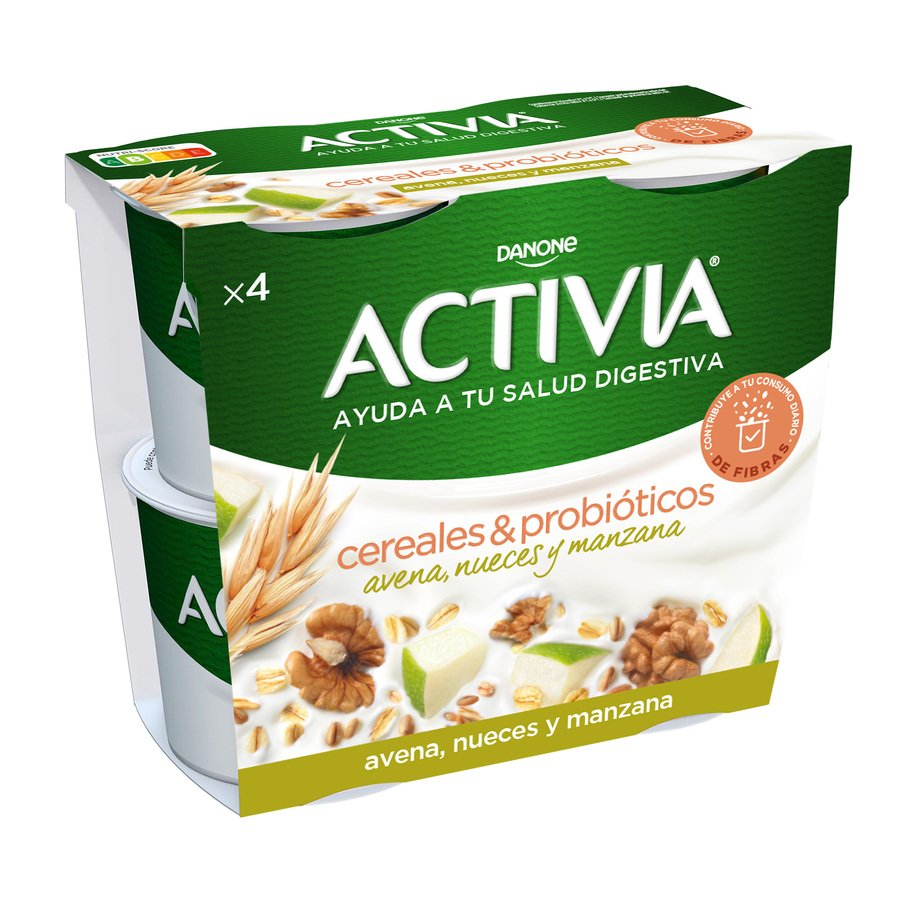 Bífidus ACTIVIA DANONE avena nueces manzana 4x115 g