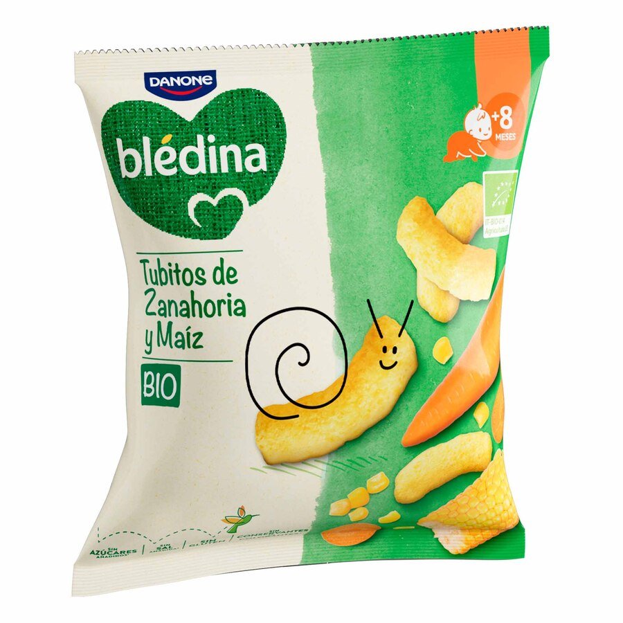Snack infantil BLEDINA tubitos zanahoria y maíz 20 g