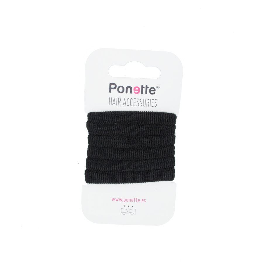 Goma pelo básica grande negra PONETTE 6 unidades