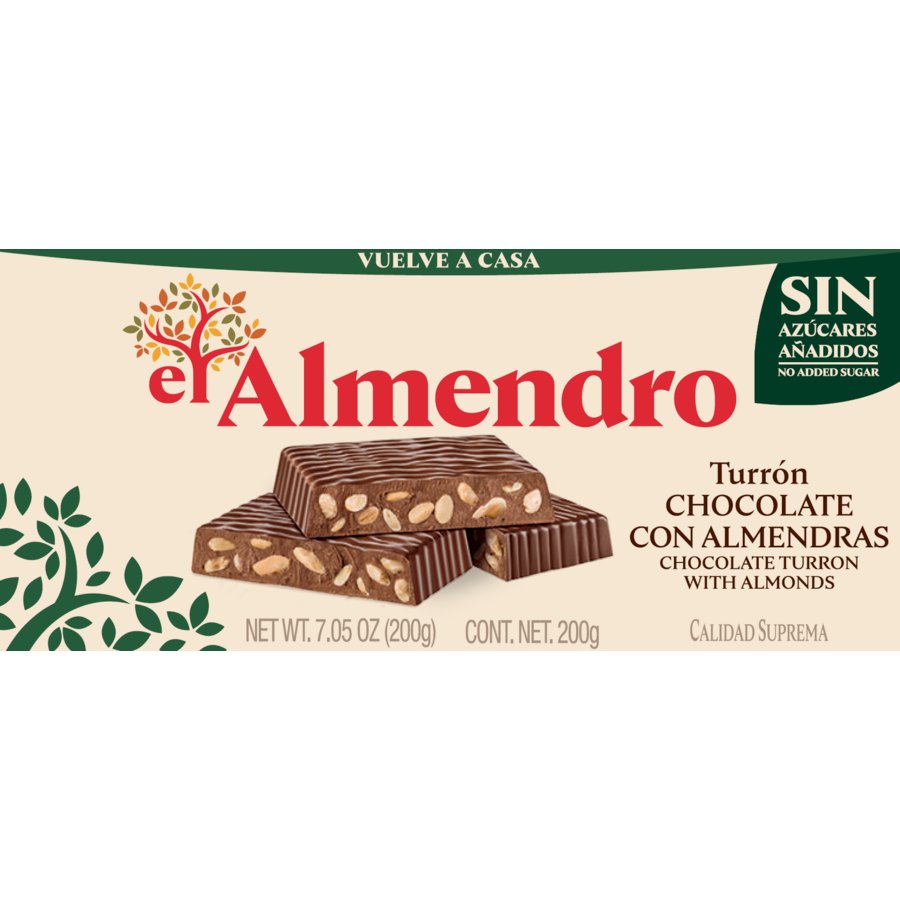 Turrón chocolate con almendras sin azúcar EL ALMENDRO 200 g