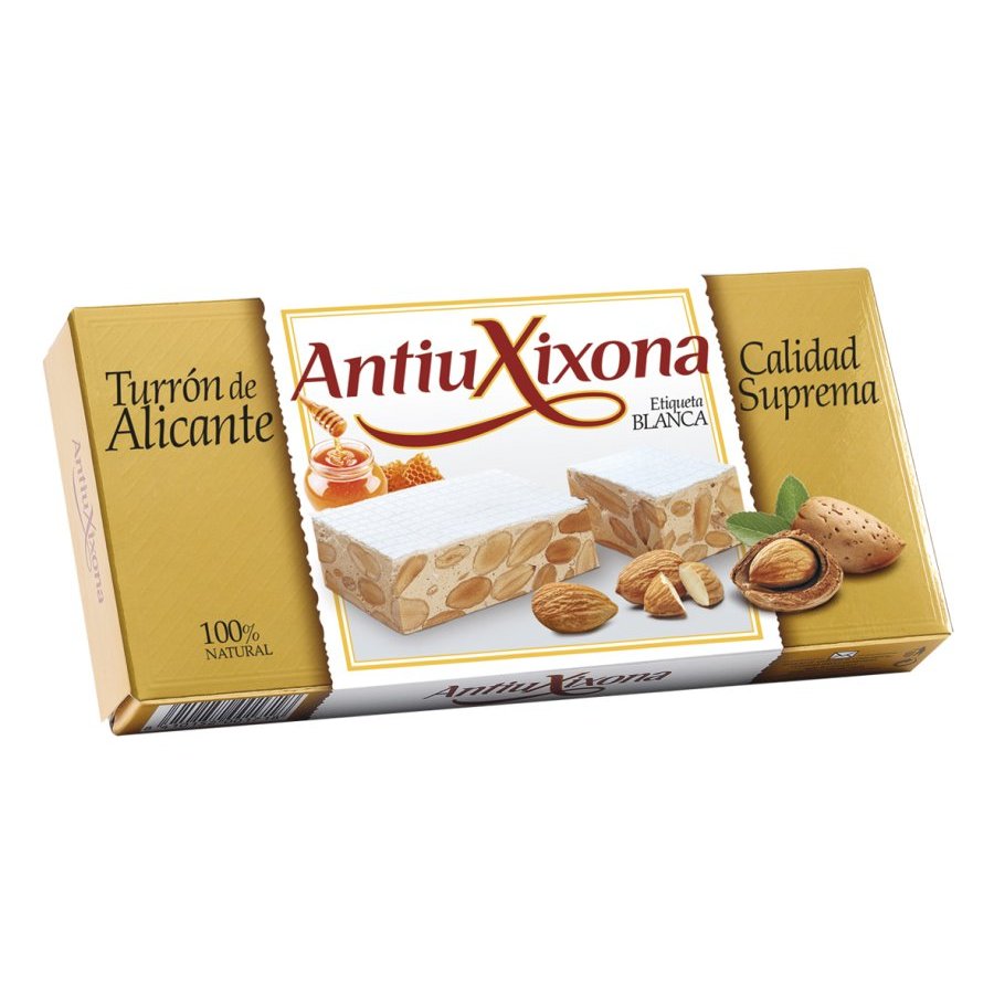 Turrón Alicante ANTIU XIXONA etiqueta blanca suprema tableta 200 g