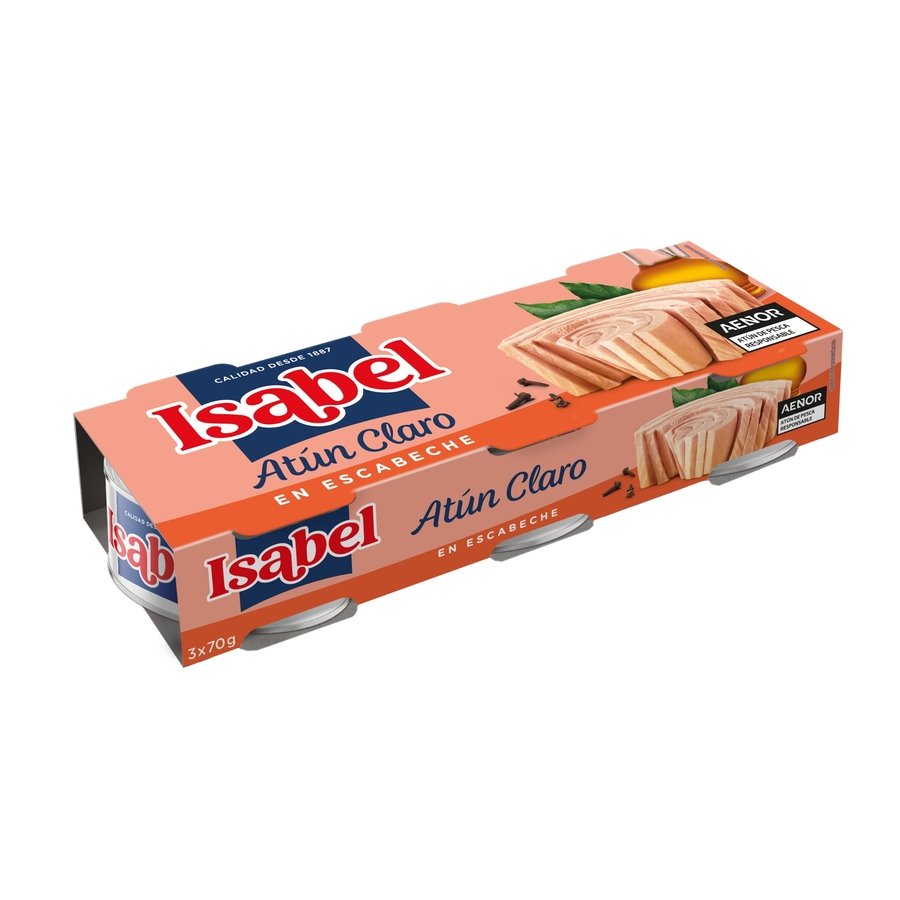 Atún claro en escabeche ISABEL pack 3x70 g pn.