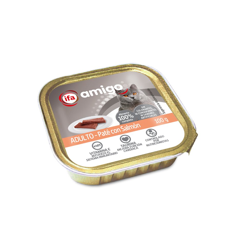 Alimento gato paté con salmón IFA AMIGO tarrina 100 g