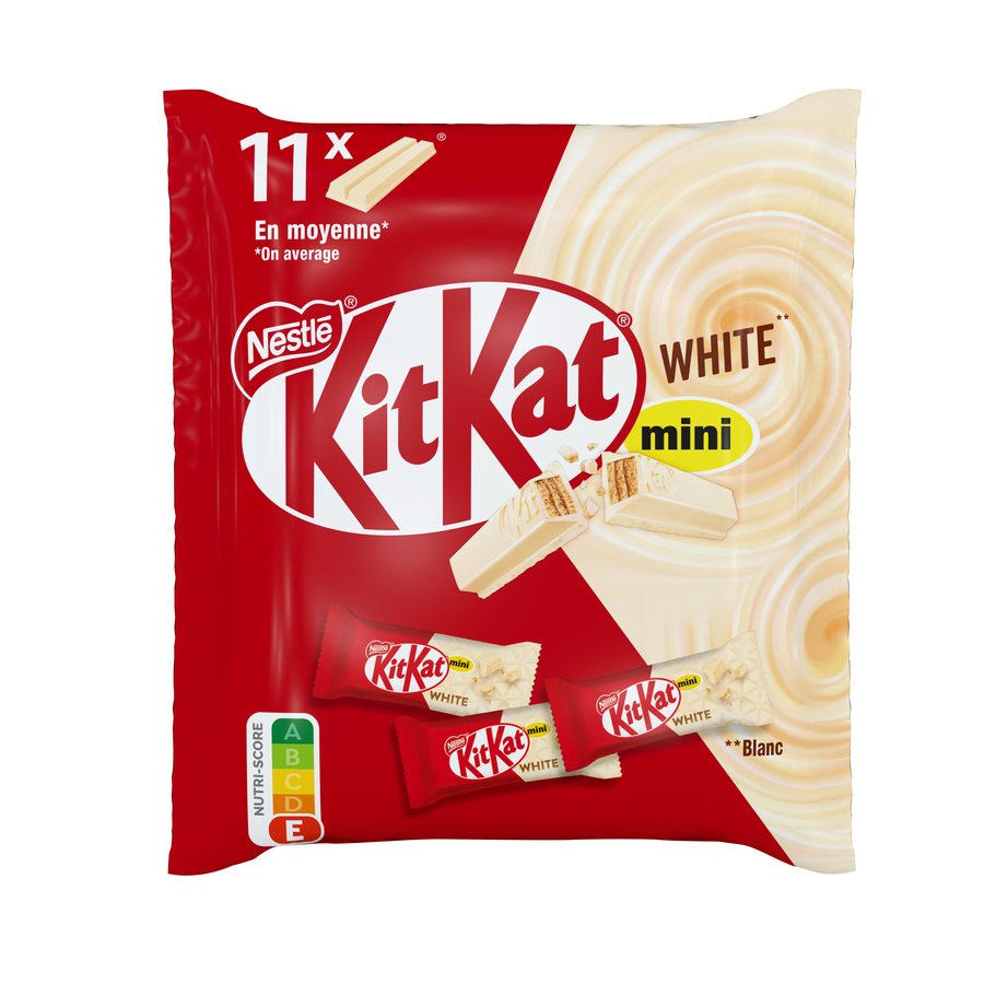 Chocolatina NESTLE KIT KAT mini chocolate blanco 11 unidades 146,3 g