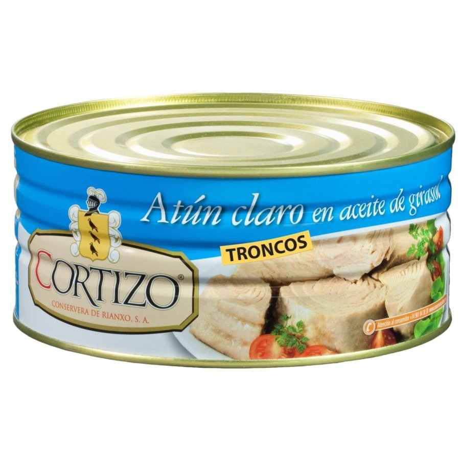 Tronco atún claro en aceite de girasol CORTIZO 900 g pn.