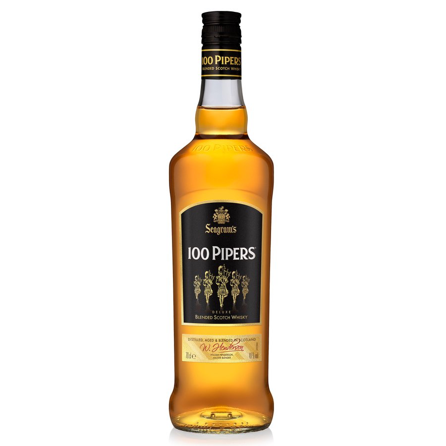 Whisky escocés 100 PIPERS botella 70 cl