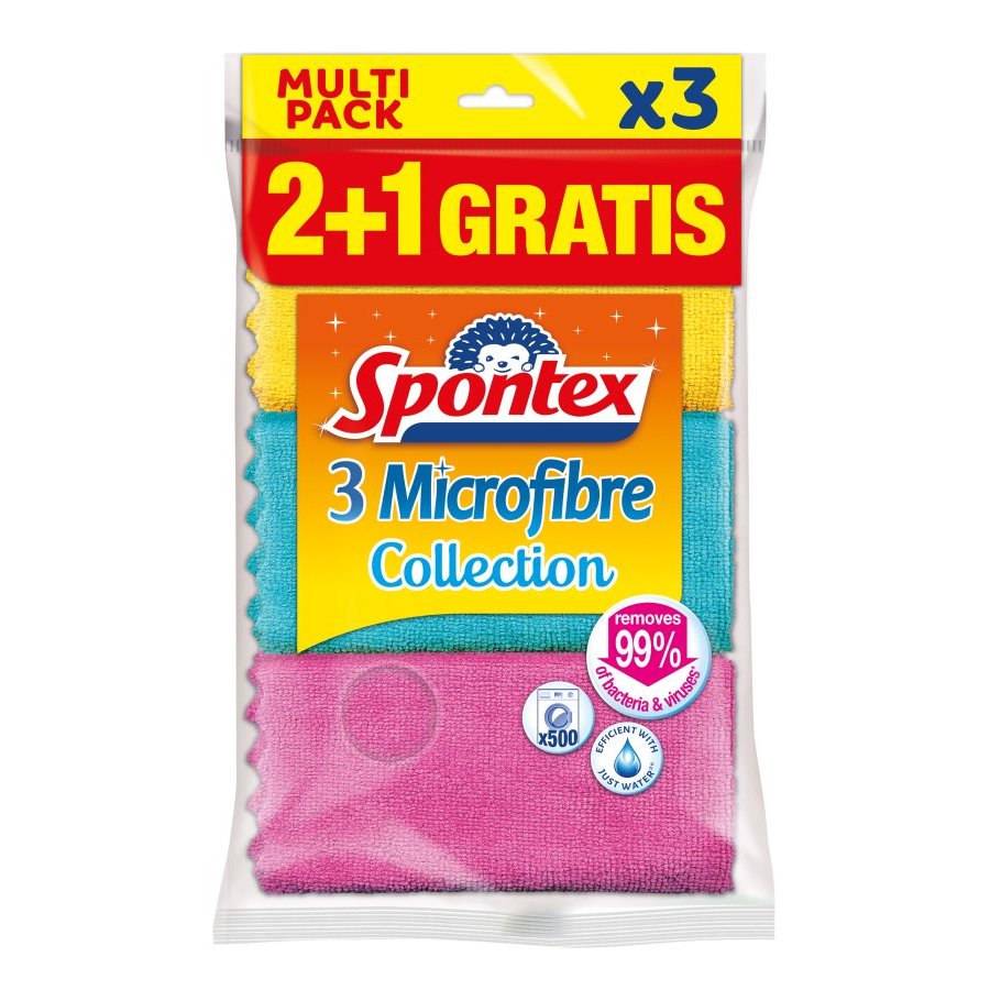 Bayeta SPONTEX microfibra collection 2 unidades + 1 gratis