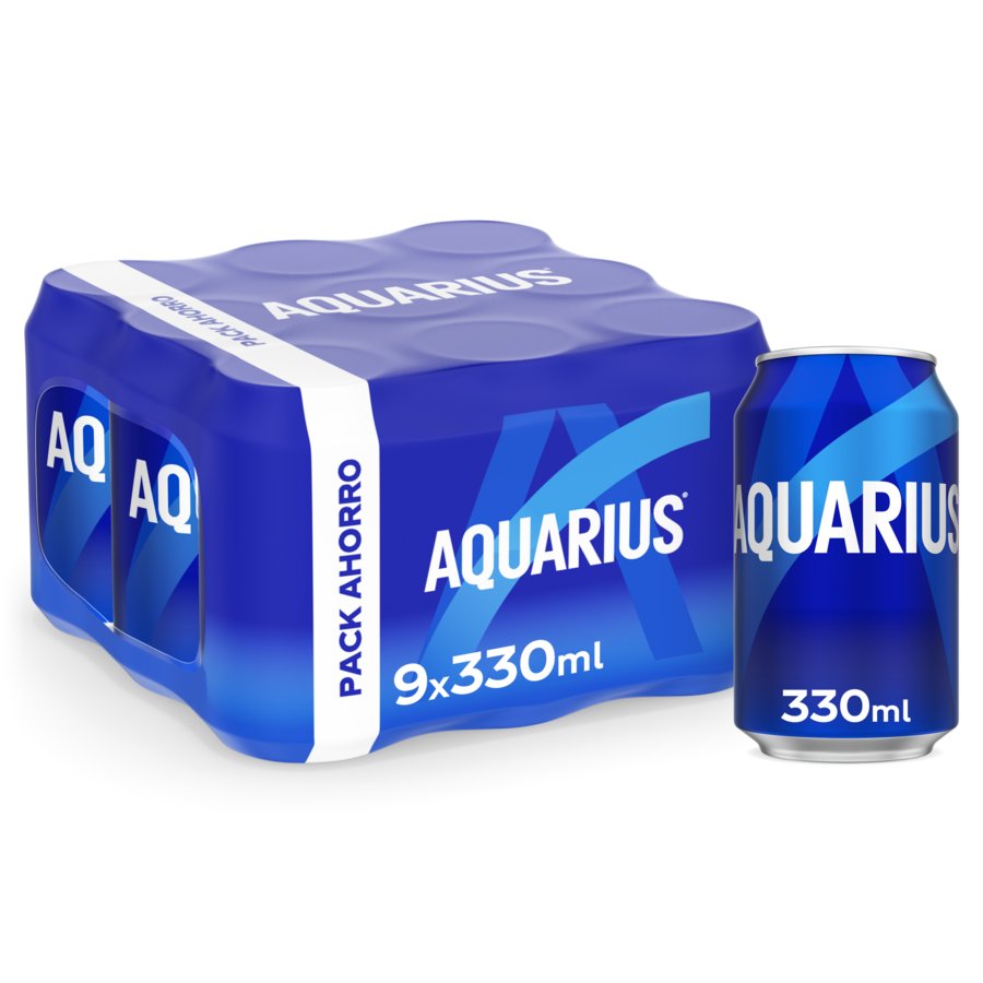Bebida refrescante AQUARIUS limón lata pack 9x33 cl