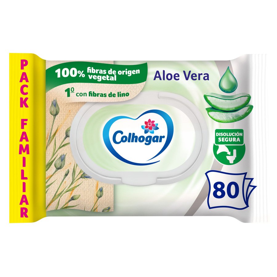 Papel higiénico húmedo COLHOGAR aloe vera 80 unidades
