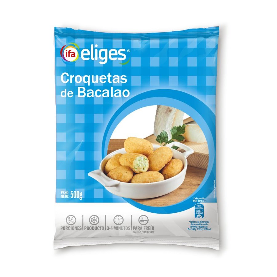 Croquetas congeladas IFA ELIGES de bacalao bolsa 500 g