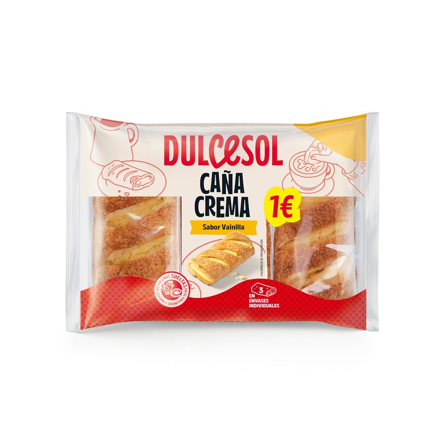 Caña crema DULCESOL 3 unidades paquete 150 g