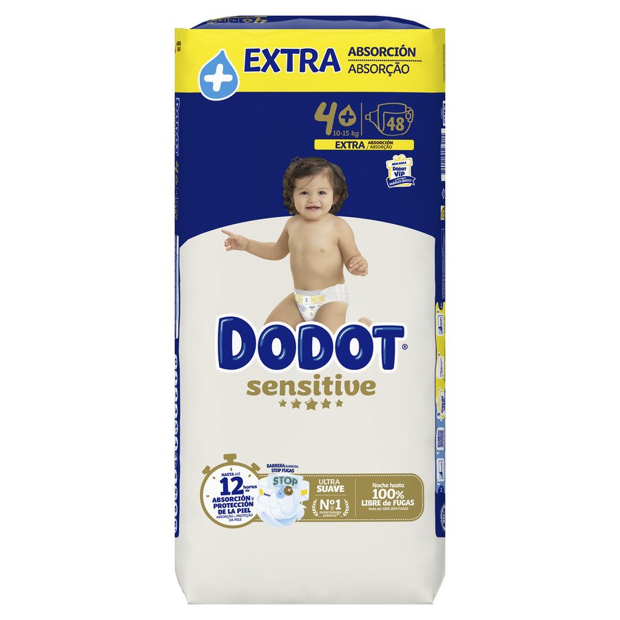 Pañal DODOT sensitive extra T4+10-15KG 48 unidades