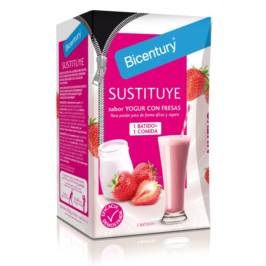 Batido polvo BICENTURY Sustituye yogur con fresa 225 g