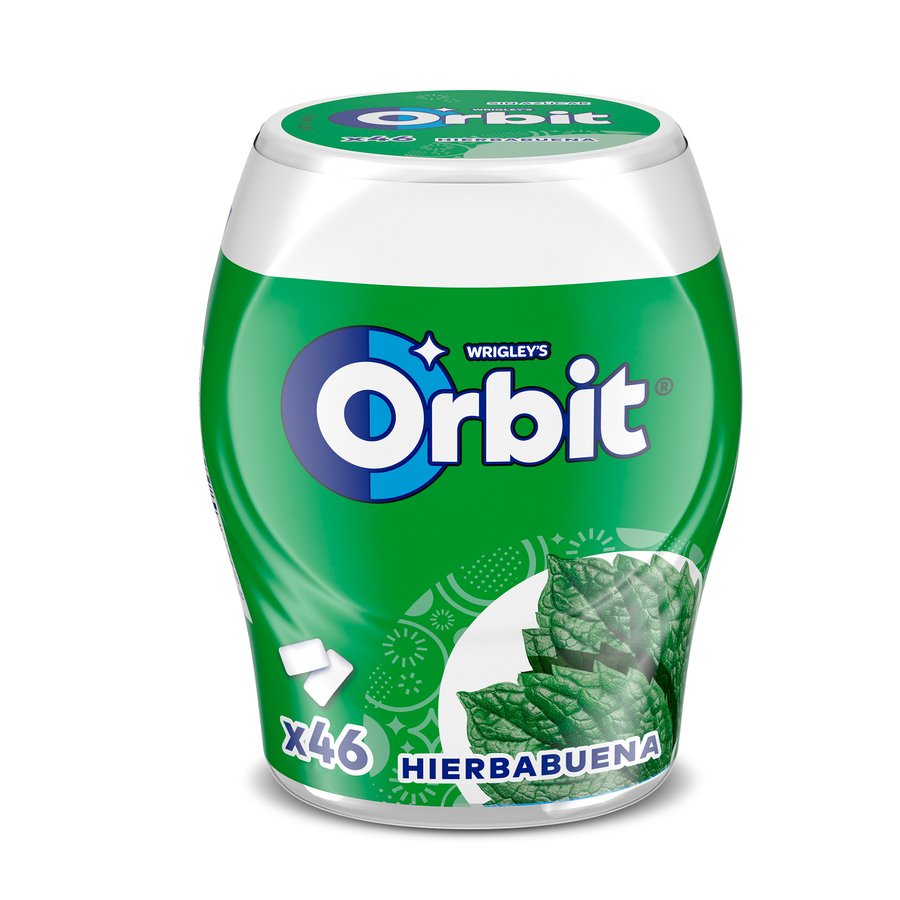 Chicle ORBIT hierbabuena sin azúcar 46 grageas bote 64 g