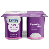 Leite fermentado desnatado KAIKU Natural sen lactosa lote 4x125 g