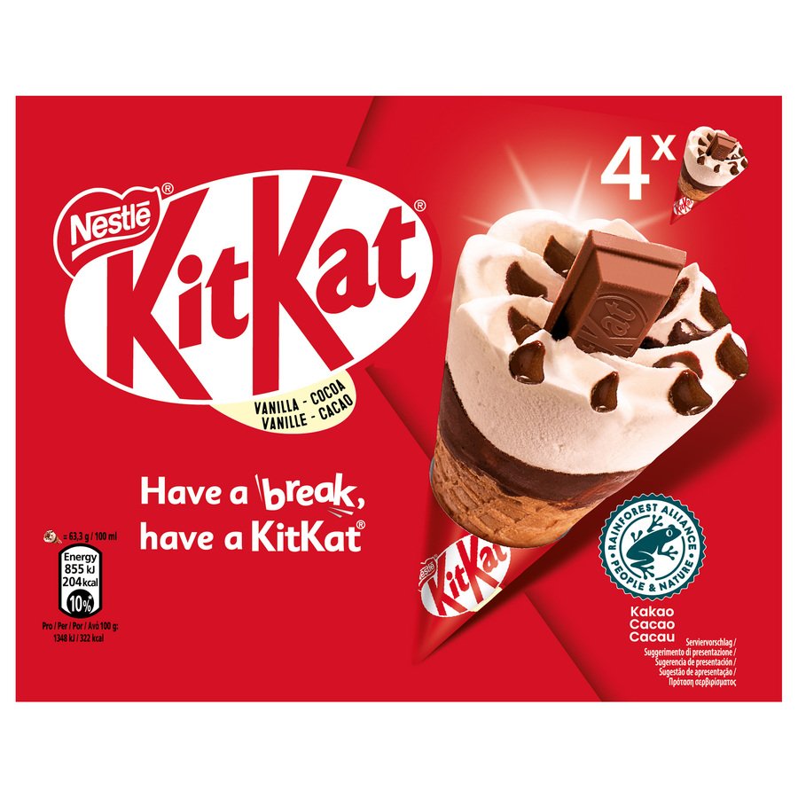 Helado cono KIT-KAT classic 4 unidades 253 g