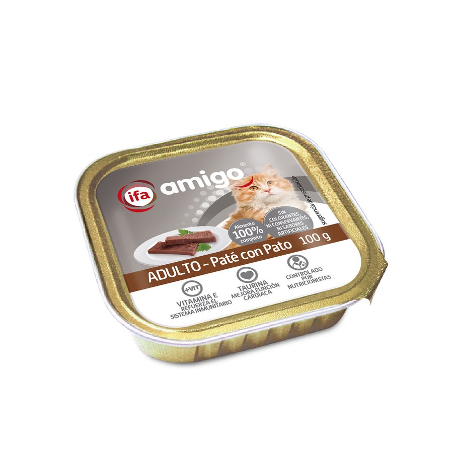 Alimento gato paté con pato IFA AMIGO tarrina 100 g