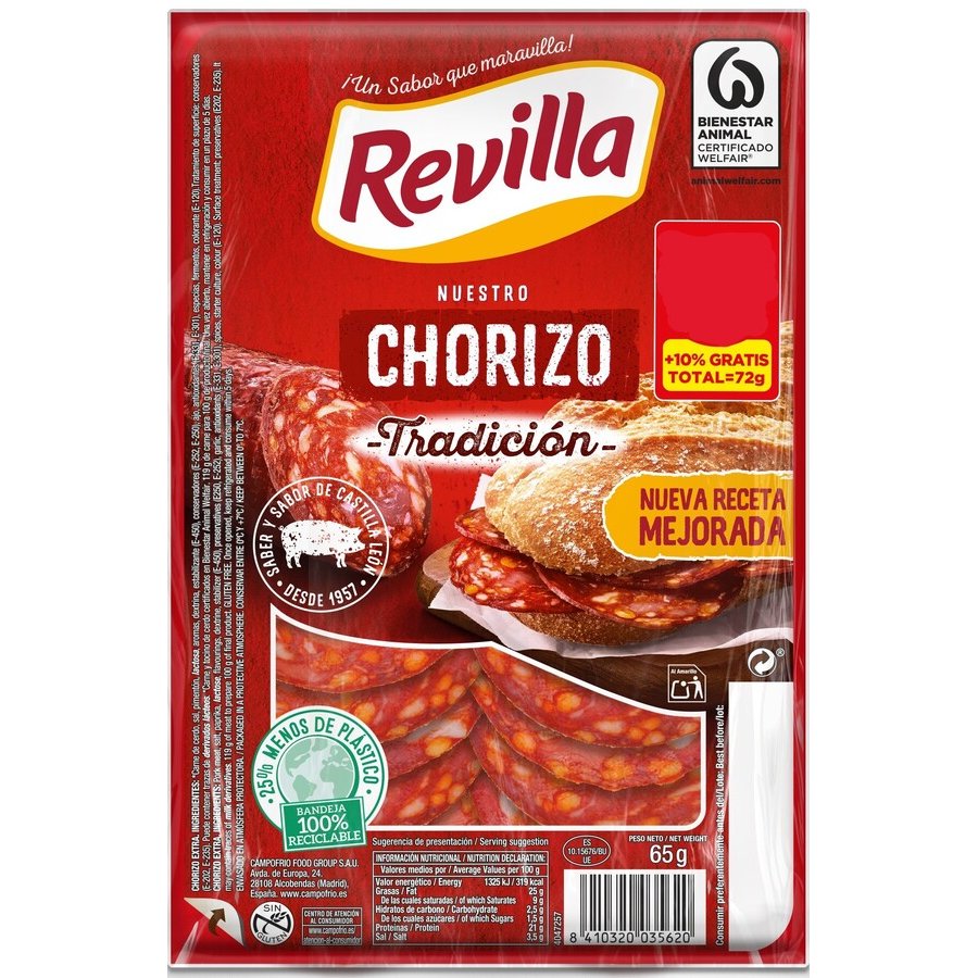 Chorizo tradición REVILLA lonchas 65 g