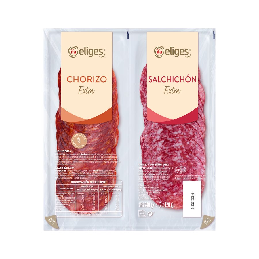 Salchichón+chorizo extra IFA ELIGES 2X120 g