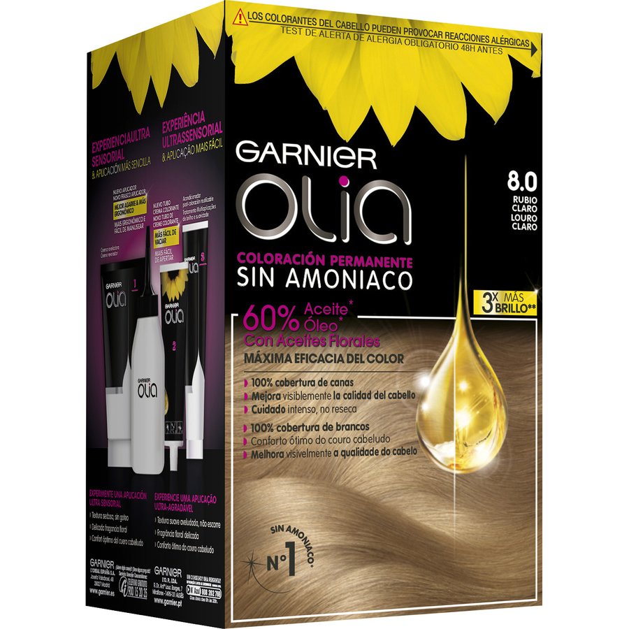 Tinte sin amoníaco OLIA blond 8.0