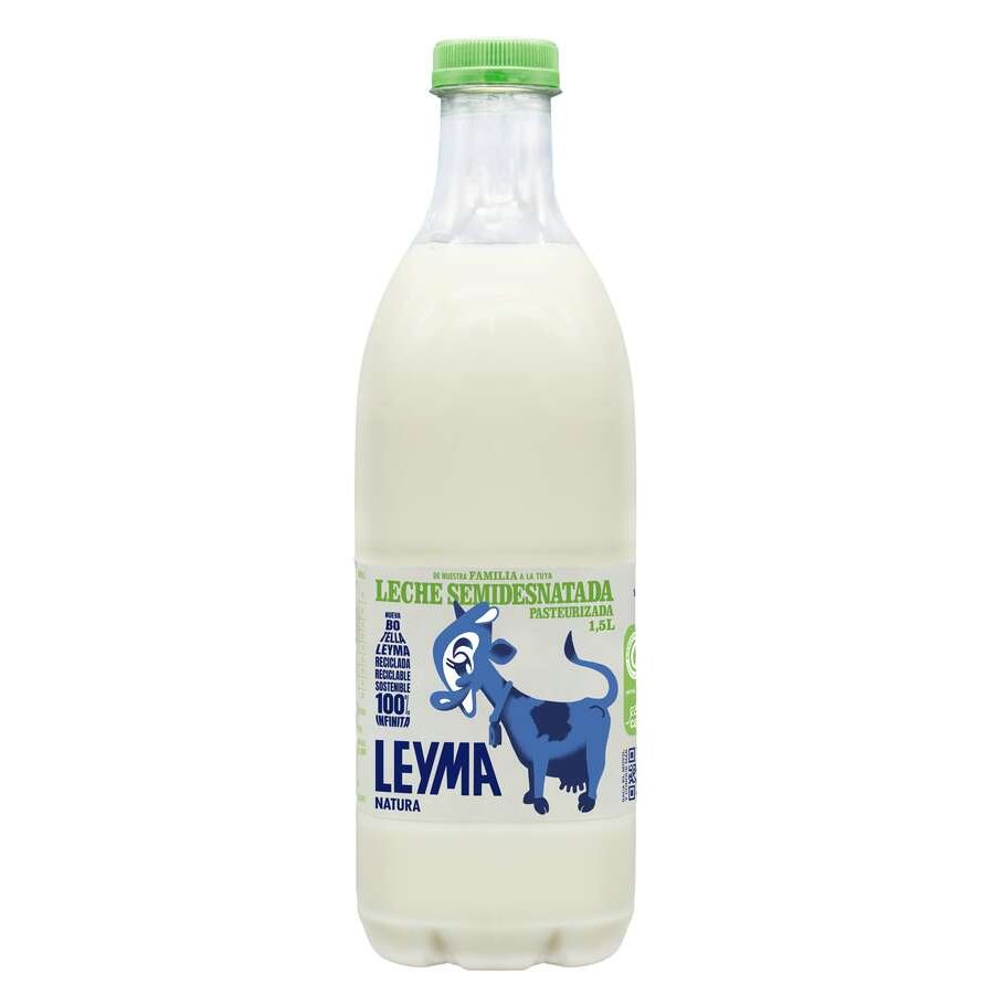 Leche pasteurizada LEYMA NATURA semidesnatada botella 1,5 l