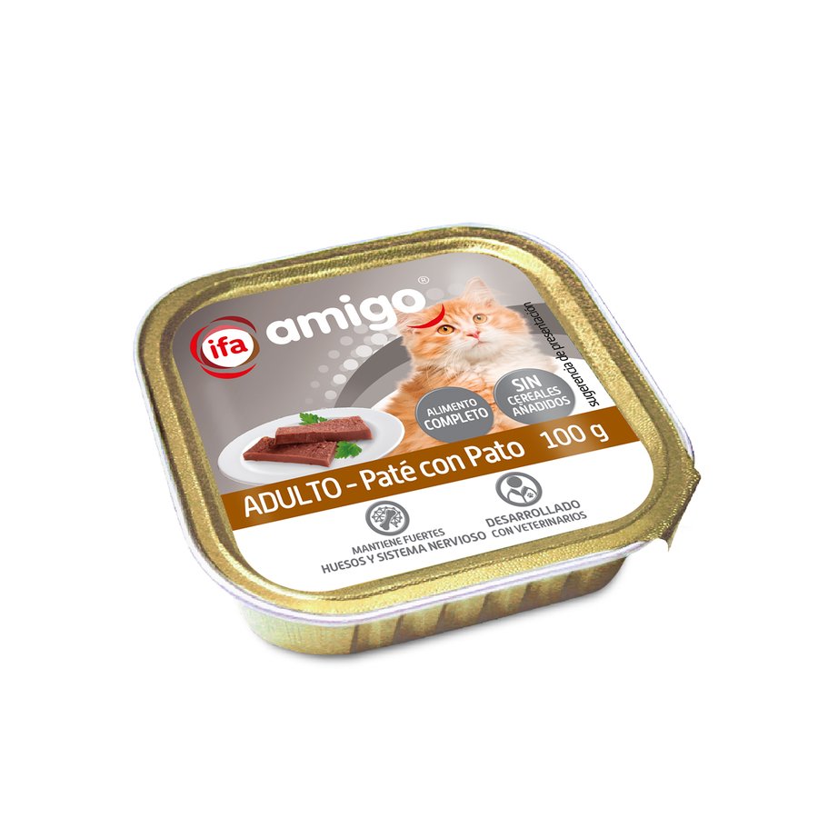 Alimento gato paté con pato IFA AMIGO tarrina 100 g