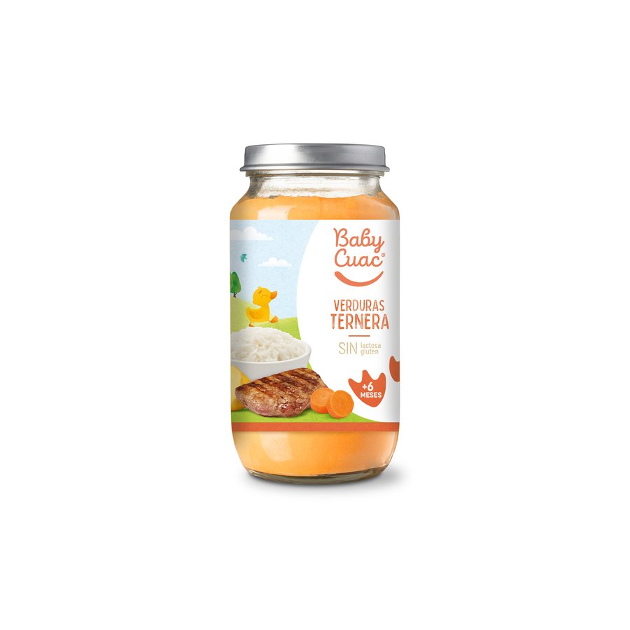 Alimento infantil BABY CUAC verduras ternera tarro 250 g