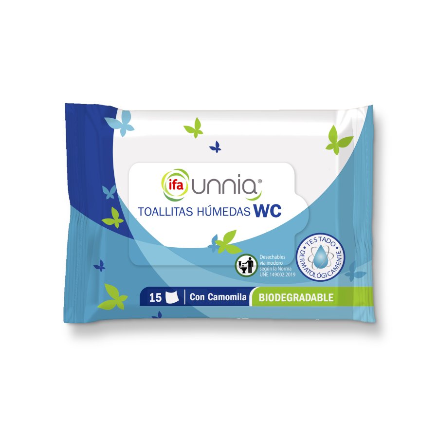 Toallitas húmedas WC biodegradables IFA UNNIA 15 unidades
