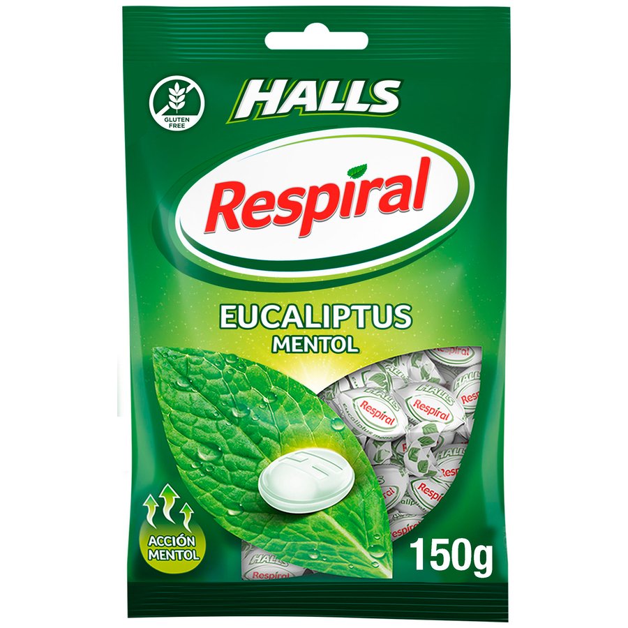 Caramelos HALLS RESPIRAL eucaliptus mentol bolsa 150 g