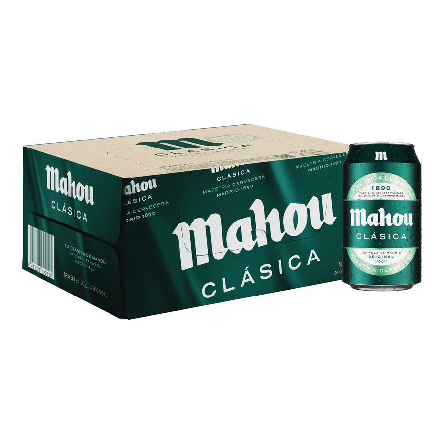 Cerveza MAHOU clásica lata pack 12x33 cl