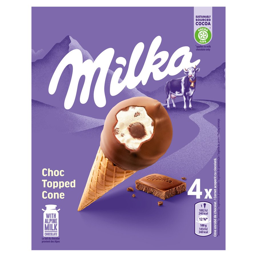 Helado cono bola MILKA 4 unidades 276 g