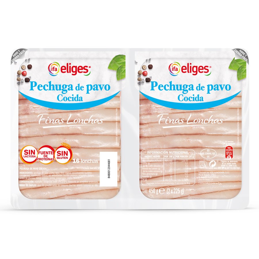 Pechuga de pavo IFA ELIGES finas lonchas 2 x 225 g