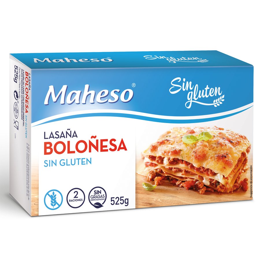 Lasaña congelada MAHESO sin gluten Carne estuche 525 g
