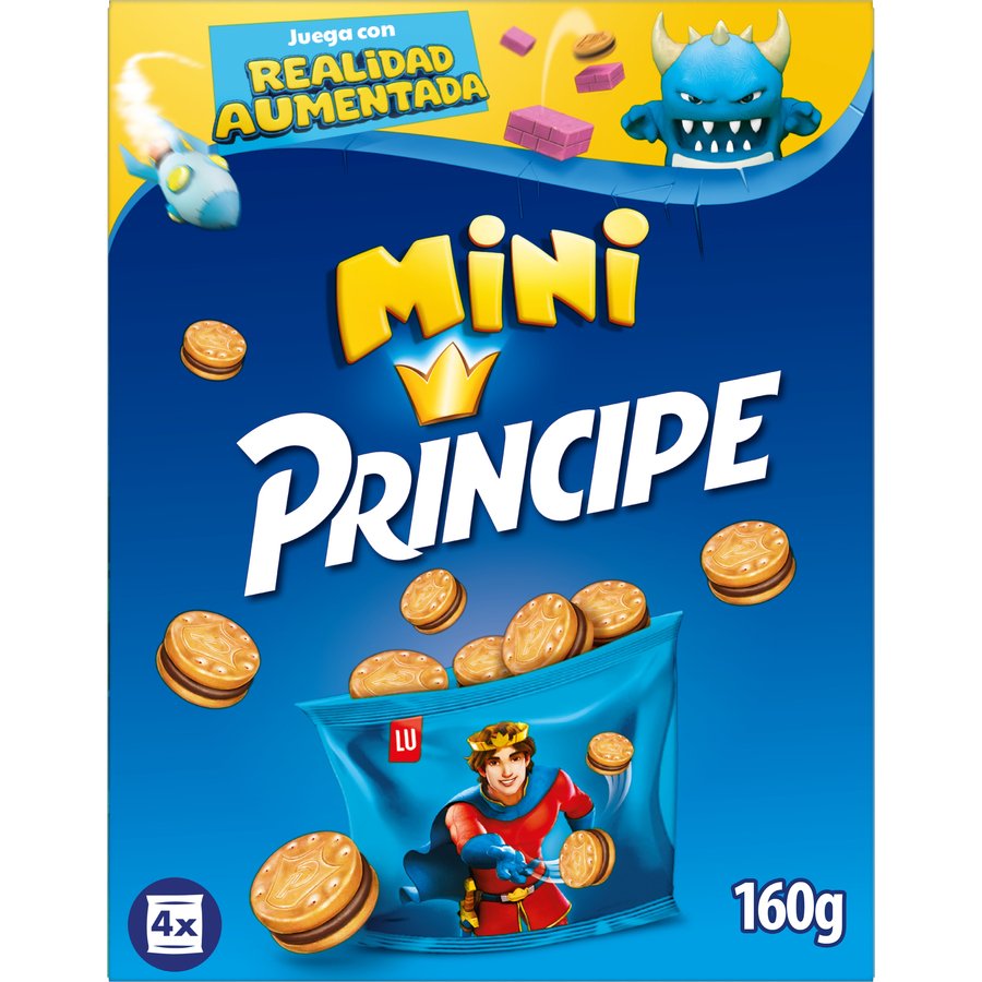 Galletas rellenas de chocolate mini LU PRINCIPE 4 bolsitas 160 g
