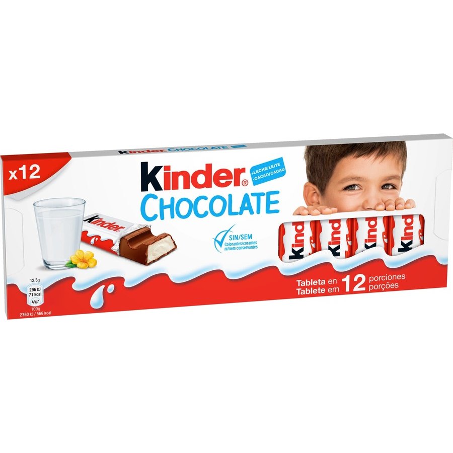 Barritas chocolate KINDER 12 unidades 150 g