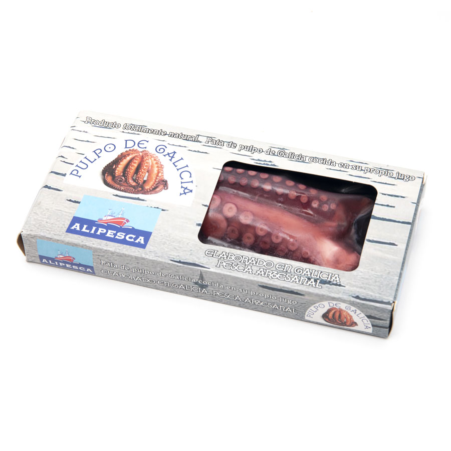 Patas pulpo Rías Gallegas cocido en su jugo estuche 250 g aproximado