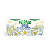 Yogur estilo griego FEIRACO vainilla con manzana 2x125 g