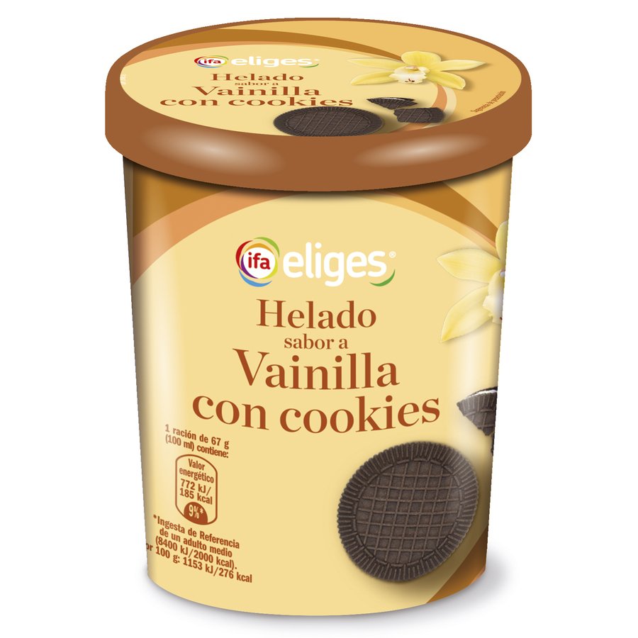 Helado vainilla con cookies IFA ELIGES tarrina 335 g