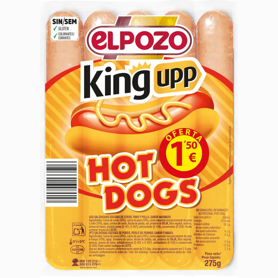 Salchichas ELPOZO Hot Dogs 5 unidades 275 g