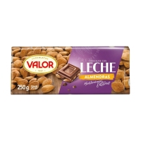 Chocolate con leche y almendras mediterráneas VALOR sin gluten 250 g