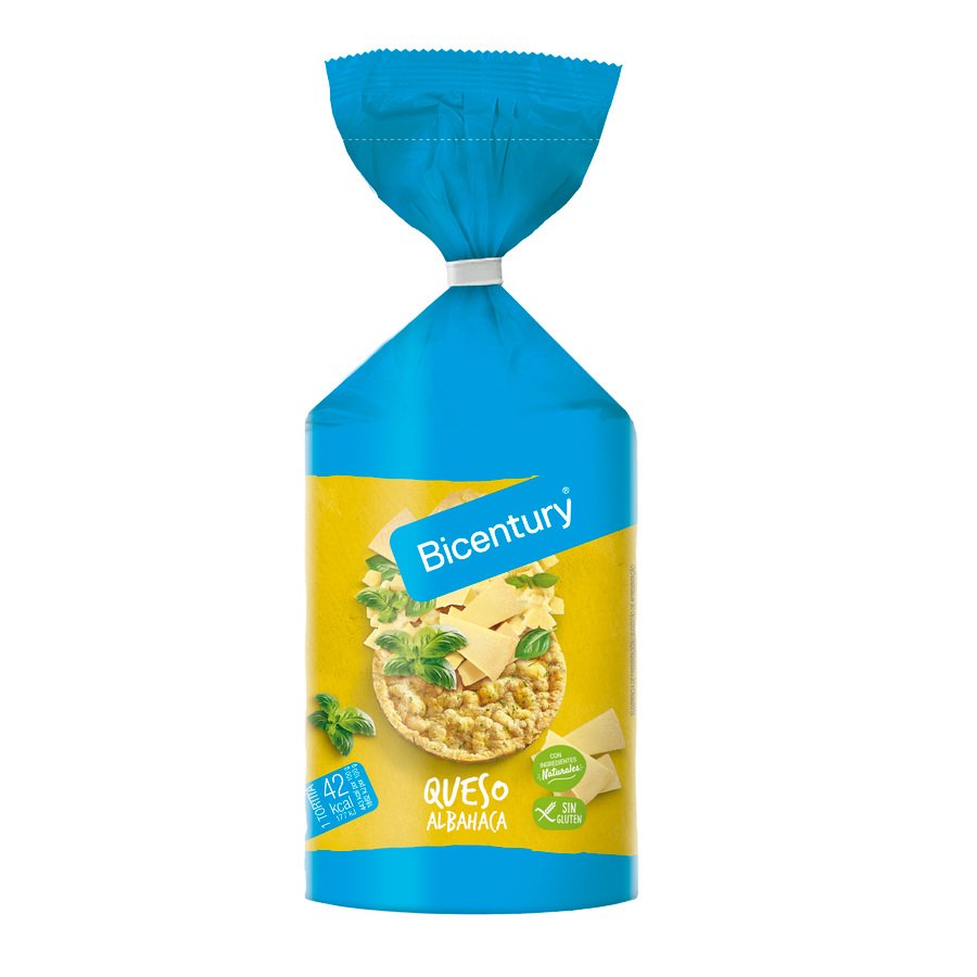 Tortitas de maíz BICENTURY queso y albahaca 123 g