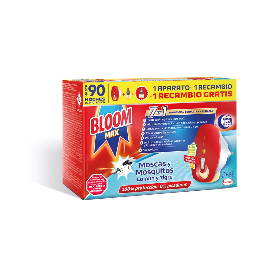 Insecticida eléctrico BLOOM MAX líquido aparato + 1 recambios