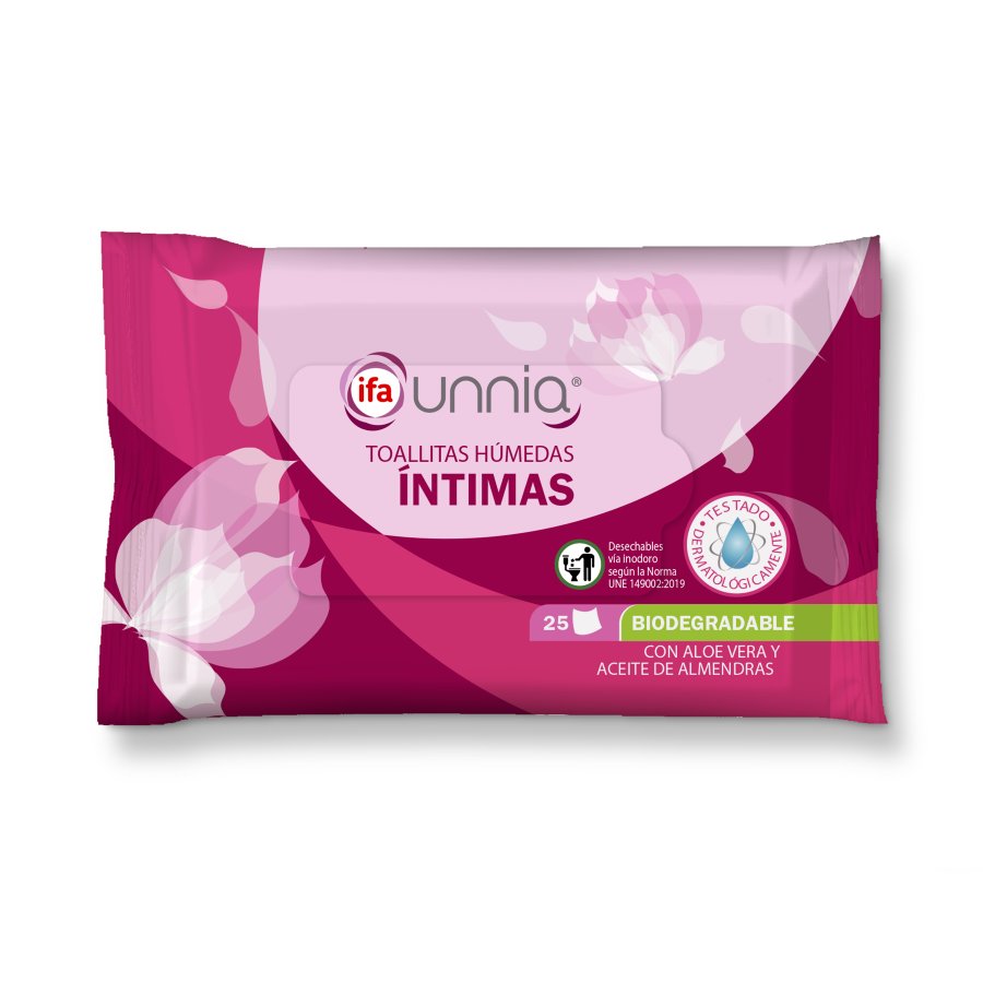 Toallitas húmedas íntimas biodegradables IFA UNNIA 25 unidades