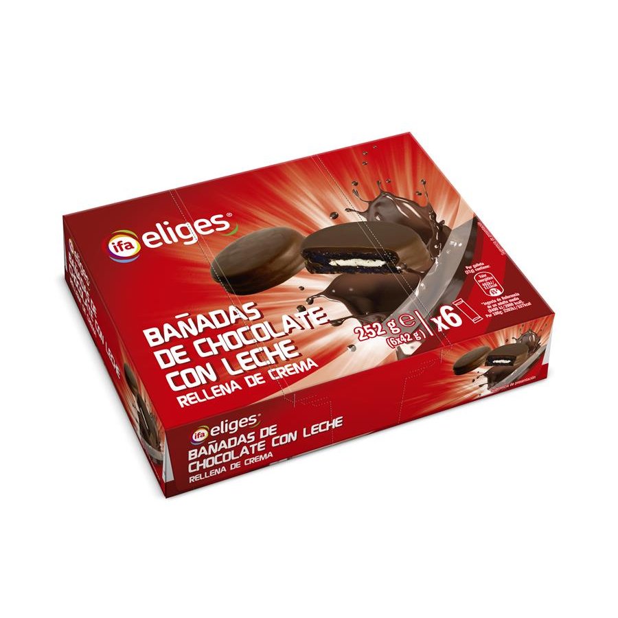 Galletas cacao bañadas chocolate con leche IFA ELIGES 6 x 42 g